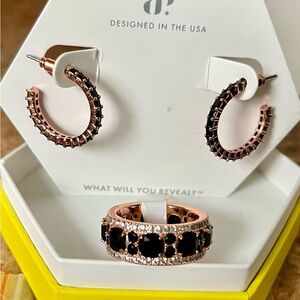 Bomb Party Matching BORG Hoop Earrings & Ring Band Set